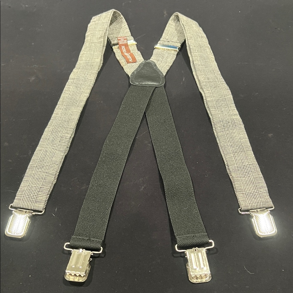 Alexander Olch Black and Gray Patterned Suspenders made in ENGLAND 🏴󠁧󠁢󠁥󠁮󠁧󠁿